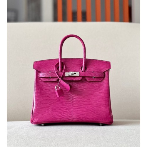 Hermes Lizard Birkin Fuchsia Pink 25cm Bag