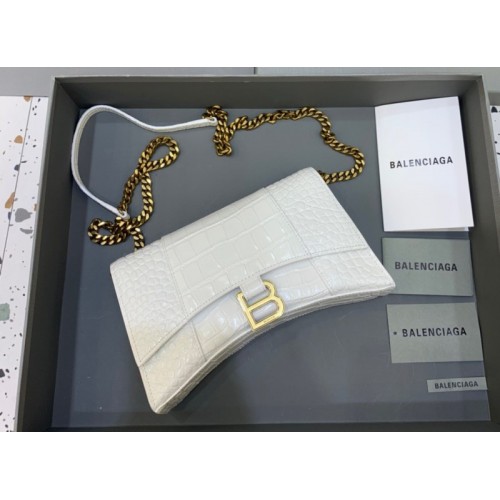 Balenciaga Hourglass Chain White Wallet