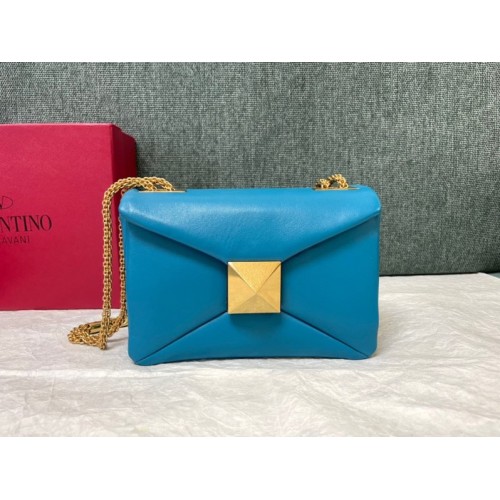 Valentino Garavani One Stud Mini Blue Leather Bag