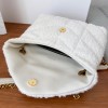 YSL LouLou Small Quilted White Tweed Bag