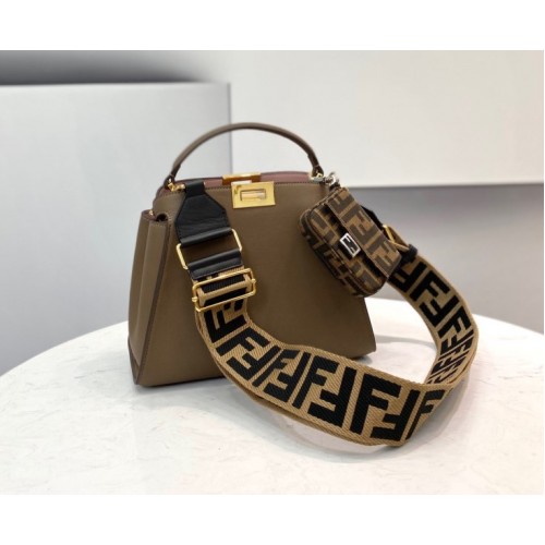 Fendi Medium Peekaboo Leather Brown Bag