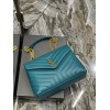 YSL Loulou medium quilted blue leather shoulder bag