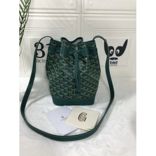 Goyard bucket green leather bag