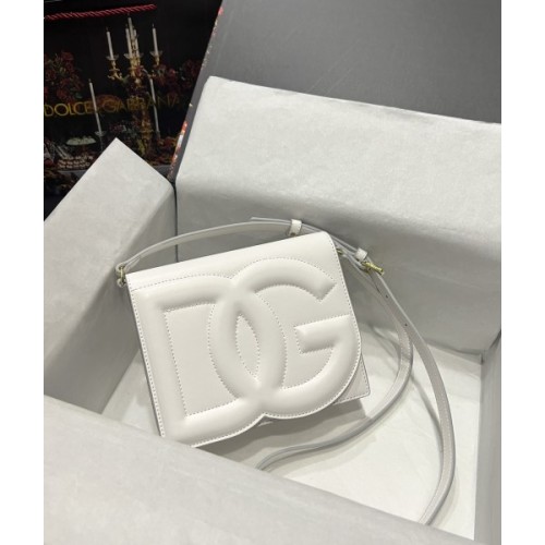 DG calfskin logo white crossbody bag