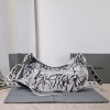 Balenciaga Le Cagole white graffiti shoulder bag