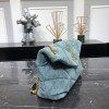 YSL Black Puffer Blue Suede Leather Medium Bag
