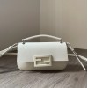 Fendi Baguette white patent leather phone pouch