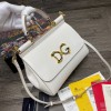 DG dauphine leather Sicily bag in White 25cm