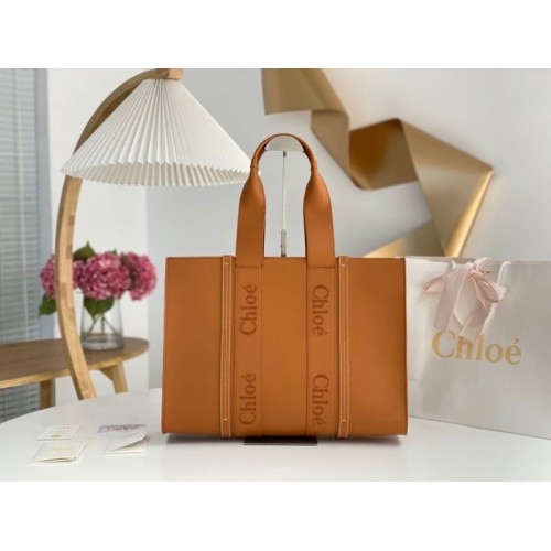 Chloe Woody Medium Brown Embroidered Leather Bag