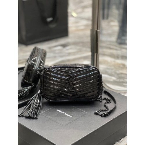 YSL Lou Mini Black Patent Bag