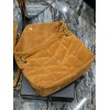 YSL Black Puffer Brown Suede Leather Large Bag