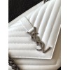 YSL MEDIUM COLLEGE BAG IN WHITE MATELASSÉ LEATHE SILVER HARDWARE