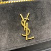 YSL Sunset Black Velvet Leather Shoulder Bag