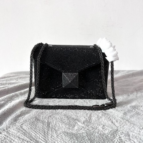 Valentino Garavani One Stud embroidered black mini bag