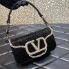 Valentino Garavani small Locò crystal embellished black bag