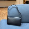 Celine Triomphe Shoulder Bag Shiny Calfskin Black