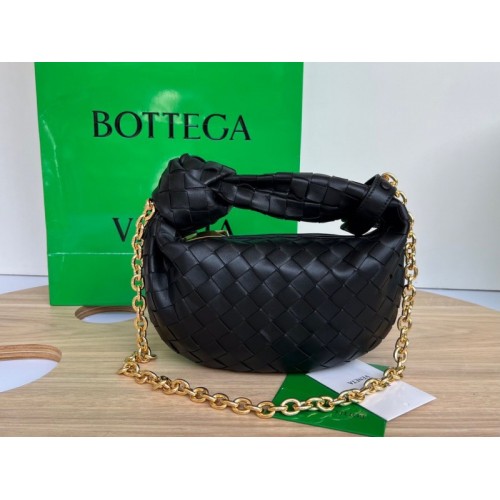 Bottega Veneta Mini Jodie Chain Hobo Black Woven Bag