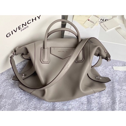 Givency Medium Antigona Soft Bag In Gray Leather