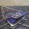 Valentino Garavani small Locò crystal embellished blue bag