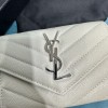 YSL Cassandre white silver small envelope wallet