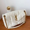 YSL LouLou Medium Quilted White Tweed Bag