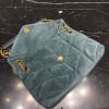 YSL Black Puffer Blue Suede Leather Medium Bag