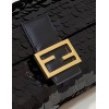 Fendi Mini Baguette black sequinned leather bag