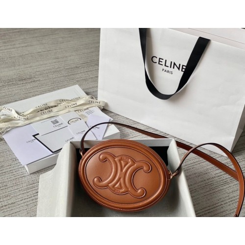 Celine Oval Cuir Triomphe brown calfskin bag