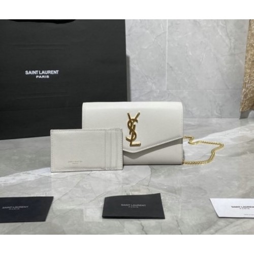 YSL uptown shoulder bag white 19cm