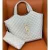 YSL Icare Maxi Shopping White Lambskin Bag