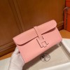 Hermes Rose Sakura Swift Jige Elan Clutch