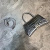 Balenciaga mini hourglass crocodile effect silver 23 cm