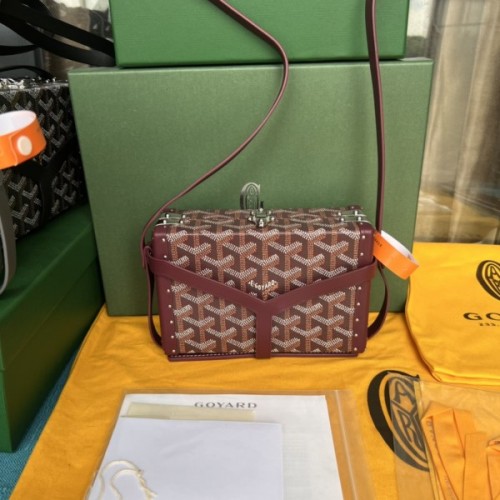 Goyard Minaudiere Coated Dark Red Canvas Bag