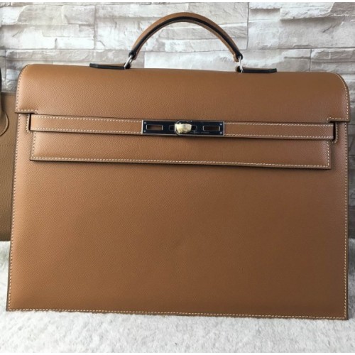 Hermes epsom brown - silver hardware 38cm