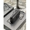 YSL Becky Quilted Double Zip All Black Pouch Bag