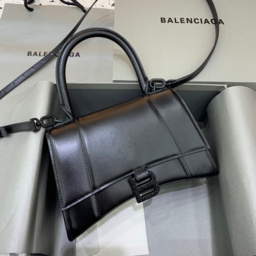 Balenciaga Hourglass Small Black - Crystal Logo Bag