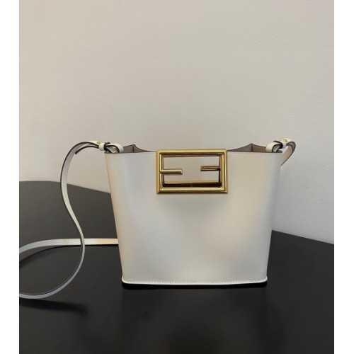 Fendi Way small leather tote white