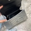 Balenciaga mini hourglass crocodile effect silver 23 cm