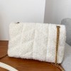 YSL LouLou Small Quilted White Tweed Bag