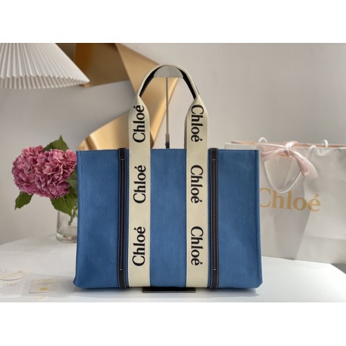 Chloe Medium Woody Tote Blue Bag