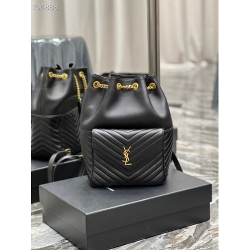 YSL Saint Laurent Joe drawstring quilted black backpack