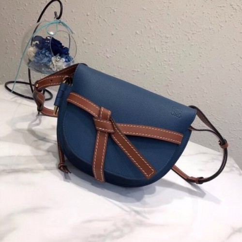 Loewe Small Gate bag in natural calfskin blue 20cm