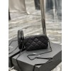 YSL Becky Quilted Double Zip All Black Pouch Bag