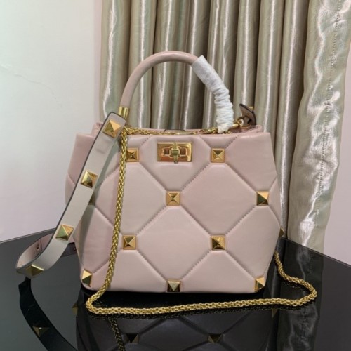 Valentino small Roman Stud Beige Nappa Leather Bag