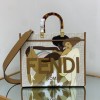 FENDI SUNSHINE MEDIUM FF white fabric shopper tote bag