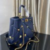 Valentino small Roman Stud Blue Nappa Leather Bag