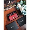 D&G calfskin crystal DG logo patch red handbag