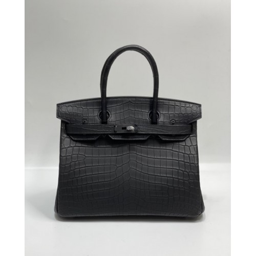 Hermes Crocodile Birkin Black Leather 30cm