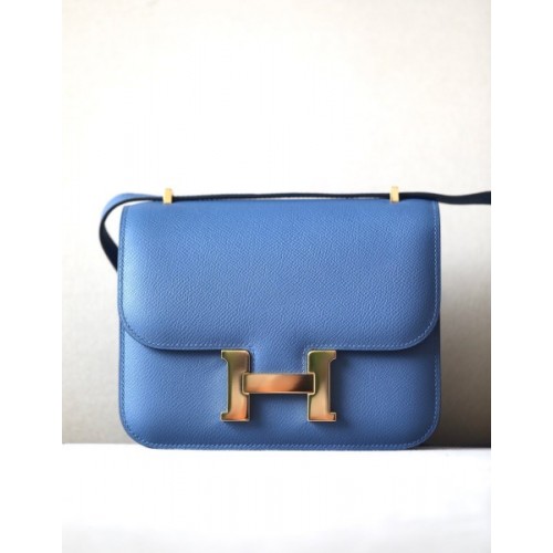 Hermes Constance 24 Blue Epsom Gold Bag