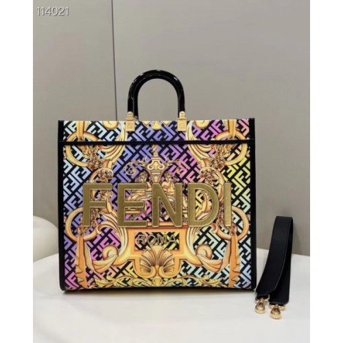 FENDI Sunshine Fendace Printed FF colorful leather shopper